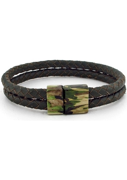 Askeri Kamuflaj Metal Mıknatıs Deri Erkek Bileklik BT648 fiyatları
