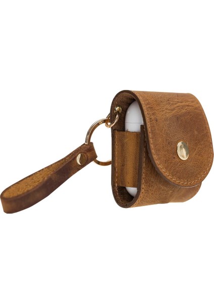 Gerçek Deri Airpod Case Askılı Kulaklık Kılıfı G19 Taba fiyatları