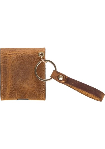 Gerçek Deri Airpod Case Askılı Kulaklık Kılıfı G19 Taba modelleri