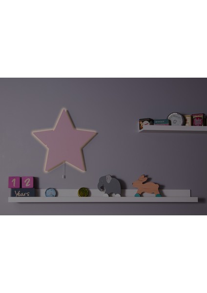Pembe Yıldız Gece Lambası Dekoratif Çocuk Odası Duvar Aydınlatma