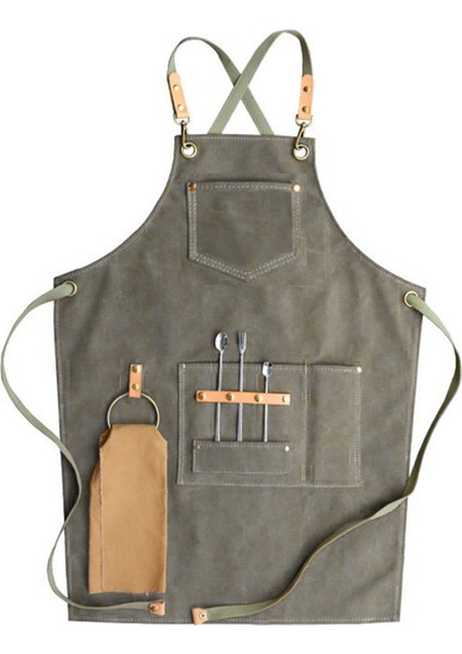 Nakışlı Boyundan Askılı Mutfak İş Önlüğü Barista Master Chef Garson Kuaför Tattoo Önlük