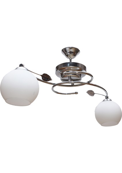 Gülse 2'li Camlı Krom Avize