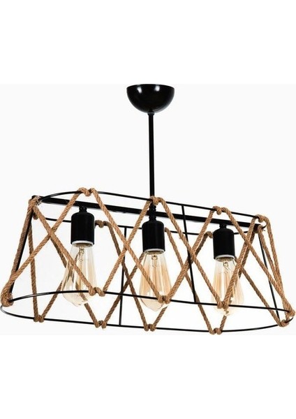 Elis 3'lü Oval Siyah Avize