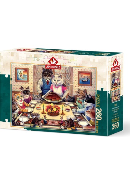 Kedi Ailesi Ziyafette 260 Parça Puzzle