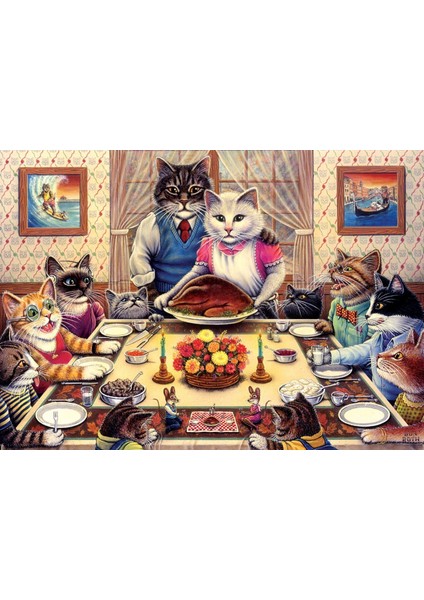 Kedi Ailesi Ziyafette 260 Parça Puzzle