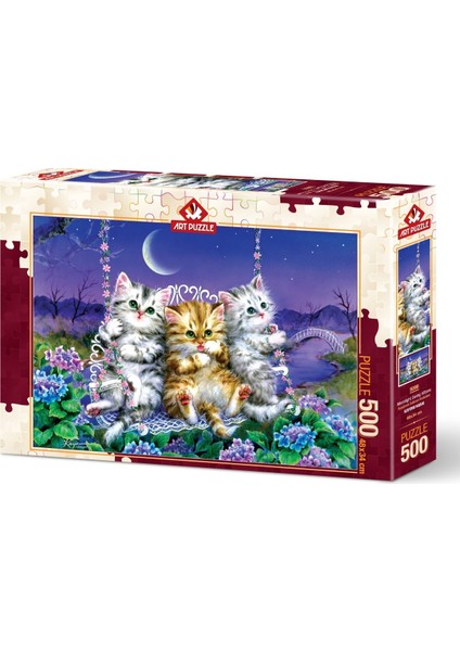 Art Puzzle Ayışığında Sallanan Kedicikler 500 Parça Puzzle