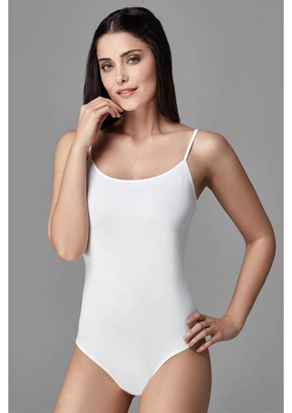 İnce Askılı Geniş Yaka Pamuklu Çıtçıtlı Body 5008KC