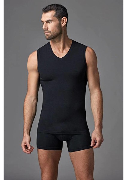 Compact Kolsuz V Yaka Fit Kalıp T-Shirt D5060