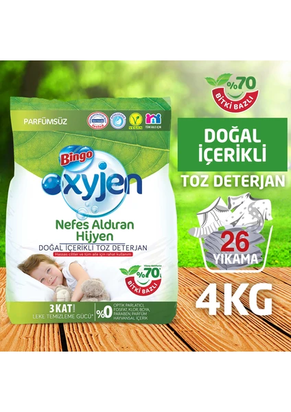 Oksijen Doğal İçerikli  Toz Çamaşır Deterjanı 4 Kg