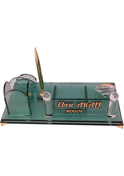 Kişiye Özel M204 Masaüstü Kristal Kalemlik Yeşil