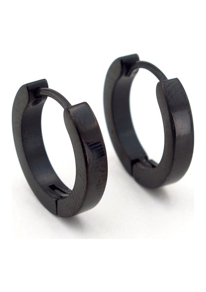 Paslanmaz Siyah Çelik 16MM Çap Erkek Halka Küpe E713