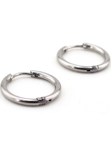 Gümüş Renkli Yuvarlak Hatlı Ince Halka Çelik Erkek Küpe E723 fiyatları