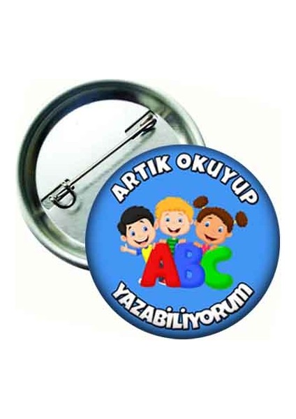 Ben Artık Okuyup Yazabiliyorum Öğrenci Yaka Rozeti Mavi 20'li
