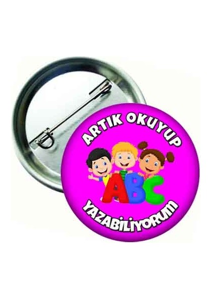 Ben Artık Okuyup Yazabiliyorum Öğrenci Yaka Rozeti Pembe 20'li