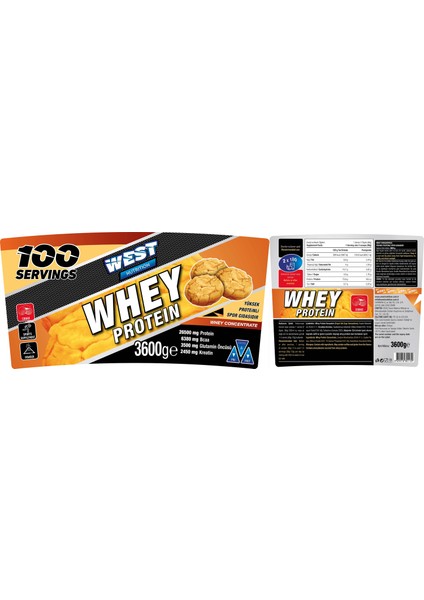 Whey Protein Tozu 3600 Gr 100 Servis + Shaker