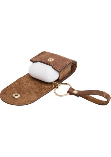 Gerçek Deri Airpod Case Askılı Kulaklık Kılıfı G2 Antik Kahhverengi indirimleri