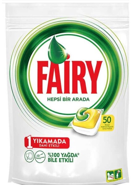 Bulaşık Makinesi Kapsülü 50 Adet Yıkamada Etkili Limon Kokusuyla