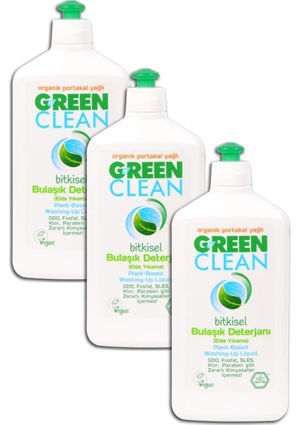 U Green Clean Bitkisel Bulaşık Deterjanı 500 ml x 3 Adet