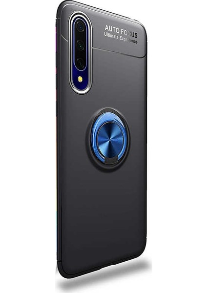 Case Street Huawei P Smart Pro 2019 Kılıf Ravel Silikon Yüzüklü Mıknatıslı  + Nano Glass Mavi