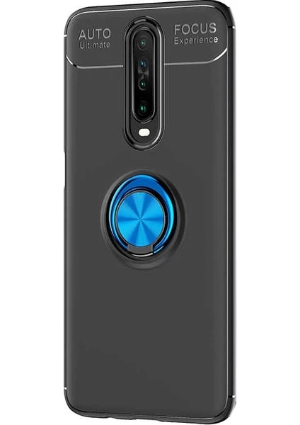 Case Street Xiaomi Redmi K30 Kılıf Ravel Silikon Yüzüklü Mıknatıslı Mavi