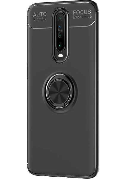 Case Street Xiaomi Redmi K30 Kılıf Ravel Silikon Yüzüklü Mıknatıslı Siyah