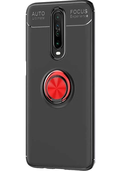 Case Street Xiaomi Redmi K30 Kılıf Ravel Silikon Yüzüklü Mıknatıslı + Nano Glass Bordo