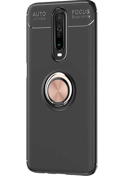 Xiaomi Redmi K30 Kılıf Ravel Silikon Yüzüklü Mıknatıslı + Nano Glass Bronz