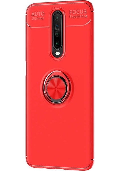 Xiaomi Redmi K30 Kılıf Ravel Silikon Yüzüklü Mıknatıslı + Nano Glass Kırmızı