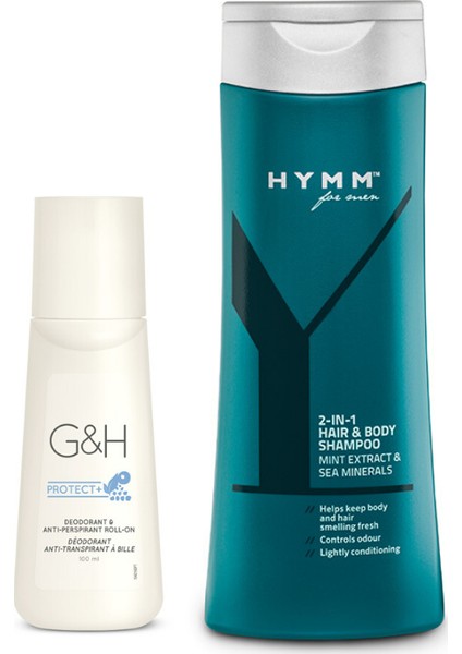 Hymm 2'si Bir Arada Saç ve Vücut Bakım Şampuanı + Terlemeye Karşı Koku Giderici Roll-On
