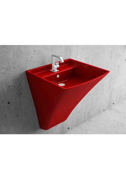 Loop 50 cm Asma Monoblok Lavabo Kırmızı