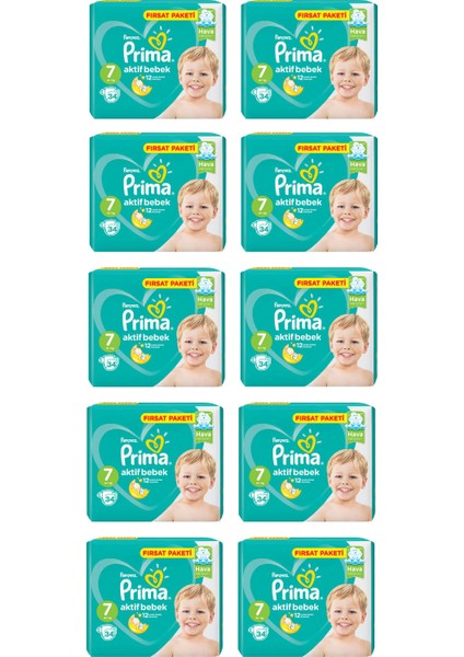 Bebek Bezi Aktif Bebek 7 Beden 34 Adet Xx Large Fırsat Paketi 10LU Paket 340 Adet