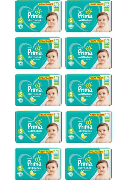 Bebek Bezi Aktif Bebek 5 Beden 46 Adet Junior Fırsat Paketi 10LU Paket 460 Adet