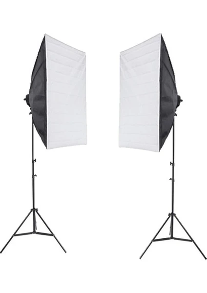 50x70cm Softbox Tek Duylu İkili Set Ürün ve Video Çekim Işığı 200cm Ayak