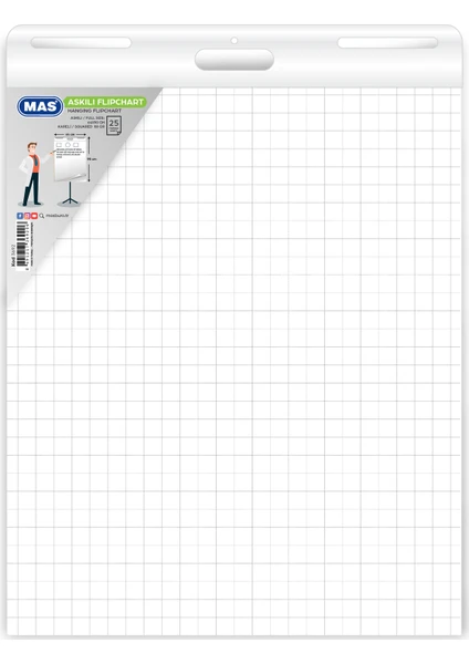 Flipchart Kağıdı 64 x 90 Askılı Kareli 25 Yaprak 3692