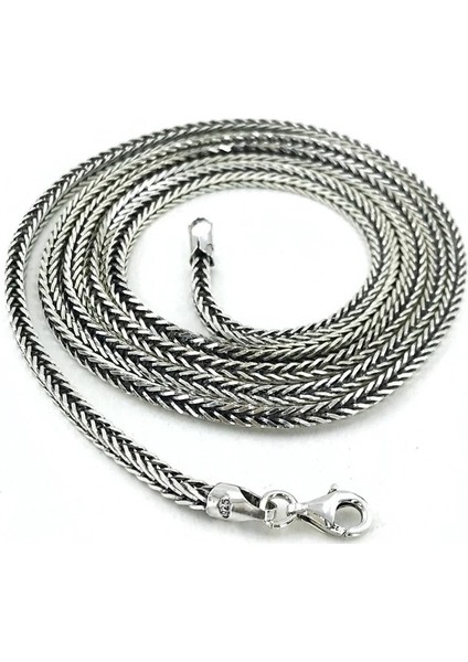 70 Cm Tilki Kuyruğu Modeli Köşeli Gümüş Erkek Zinciri Zincir