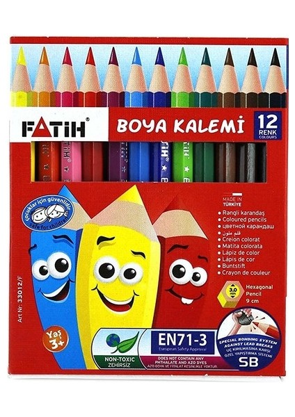 Yarım Boy Kuru Boya Kalemi 12 Renk