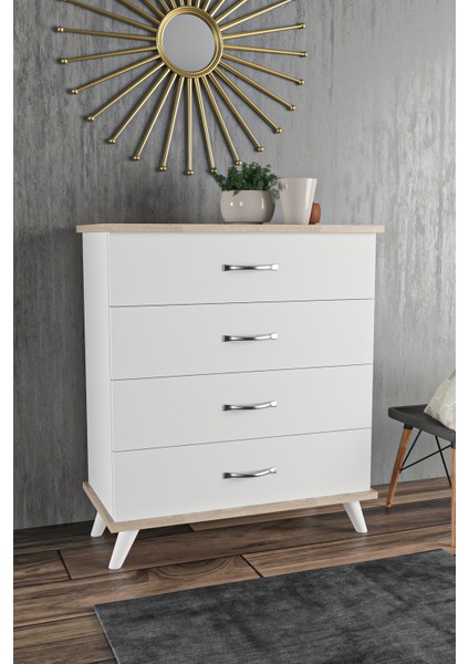 Artemis Beyaz 4 Çekmeceli Şifonyer