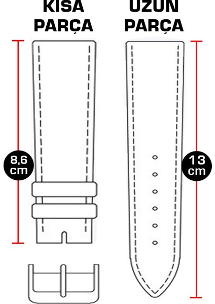 Chrono Deri Büyük Boy Uzun L Beden Saat Kayışı - Kordonu 24 mm