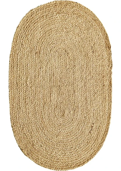 Eko Halı Ech 01E Natural El Dokuma Hasır Oval Sisal Jüt Kilim 80 x 200 cm