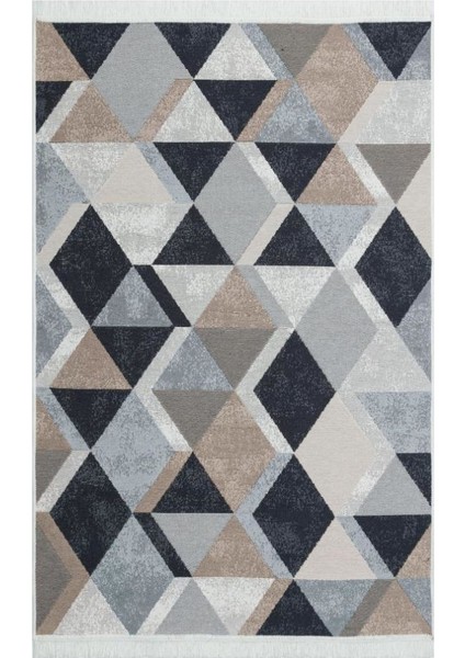 Arya Ar 10 Beige Black Bej Siyah Yıkanabilir Pamuk Çift Taraflı Kilim 120 x 180 cm