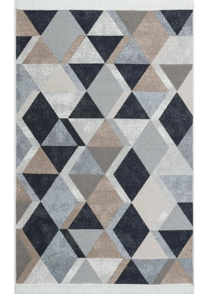 Eko Halı Arya Ar 10 Beige Black Bej Siyah Yıkanabilir Pamuk Çift Taraflı Kilim 120 x 180 cm