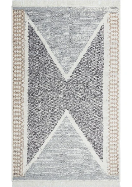 Eko Halı Arya Ar 02 Grey Gri Yıkanabilir Pamuk Çift Taraflı Kilim 80 x 150 cm