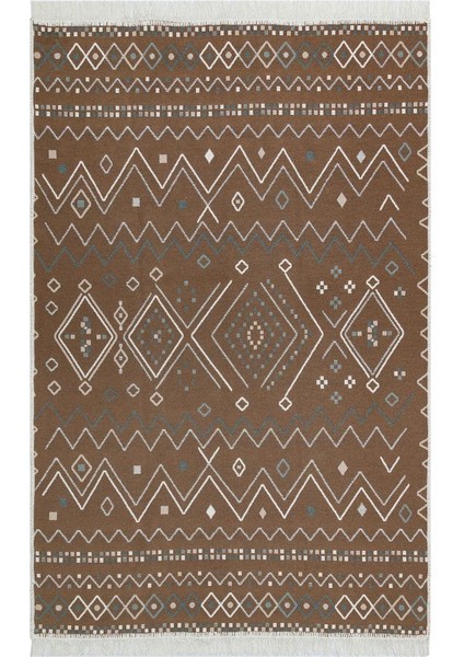 Arya Ar 05 Beige Blue Bej Mavi Yıkanabilir Pamuk Kilim 80 x 150 cm