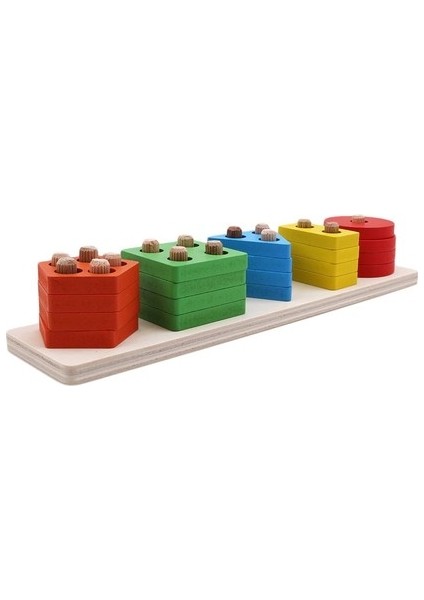 Wood Toys Ahşap Geometrik Şekiller 5'li Vidalama Bultak