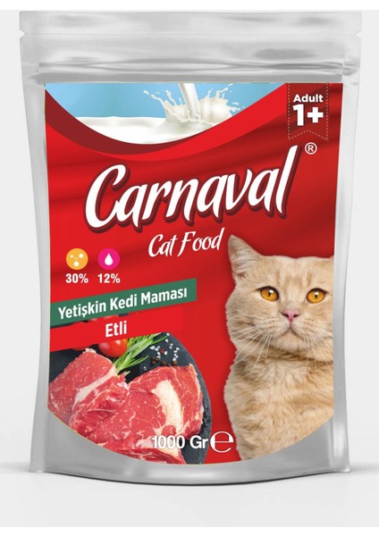 Etli Yetişkin Kedi Maması 1 kg - Kilitli Ambalaj