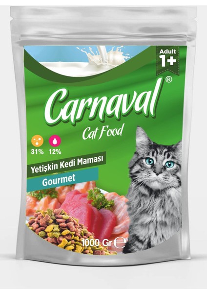 Gurme Karışık Yetişkin Kedi Maması 1 kg - Kilitli Ambalaj