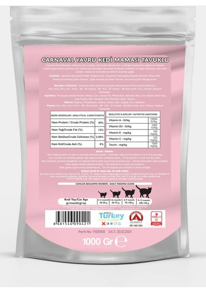 Yavru Kedi Maması 1 kg x 6 Adet