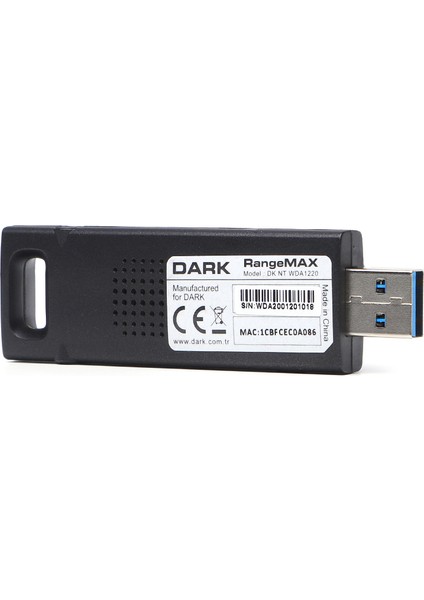 RangeMax 1200 Mbps Dual Band 802.11ac USB3.0 Kablosuz Ağ Adaptörü (DK-NT-WDA1220)
