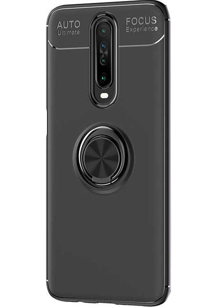 Xiaomi Redmi K30 Kılıf Ravel Silikon Yüzüklü Mıknatıslı Siyah