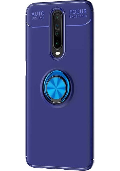 Xiaomi Redmi K30 Kılıf Ravel Silikon Yüzüklü Mıknatıslı + Nano Glass Lacivert